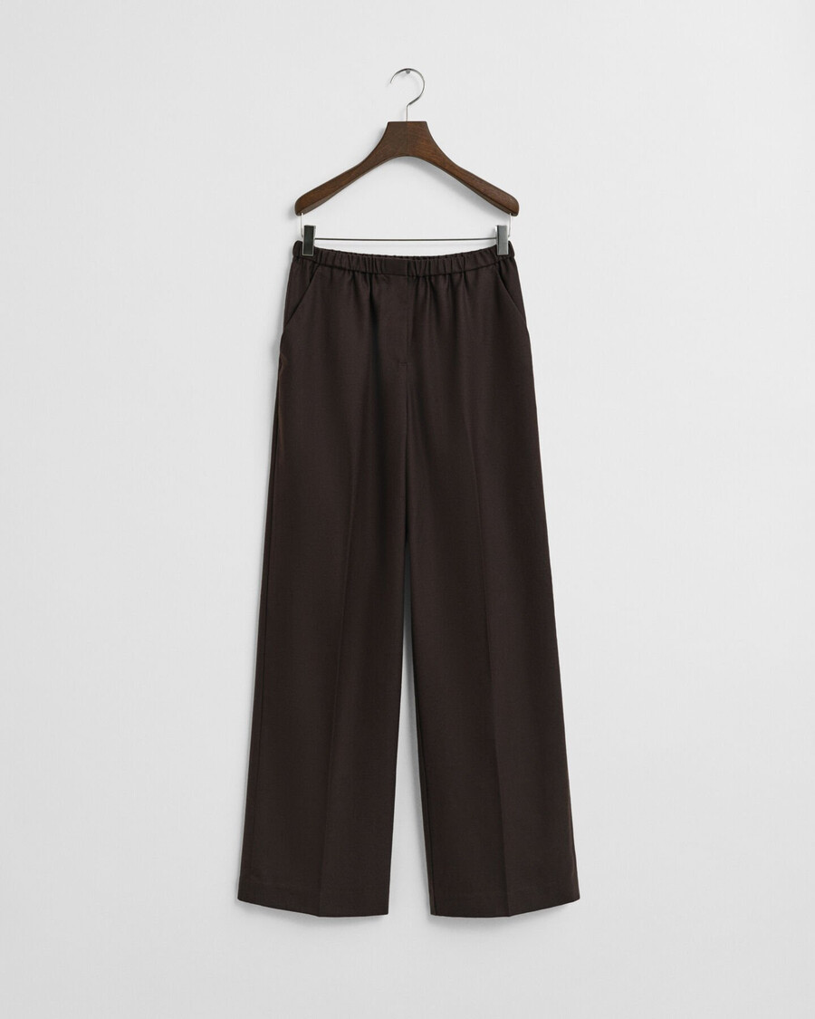 calça de lã mista estilo pullon - marrom escuro
