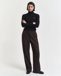 calça de lã mista estilo pullon - marrom escuro