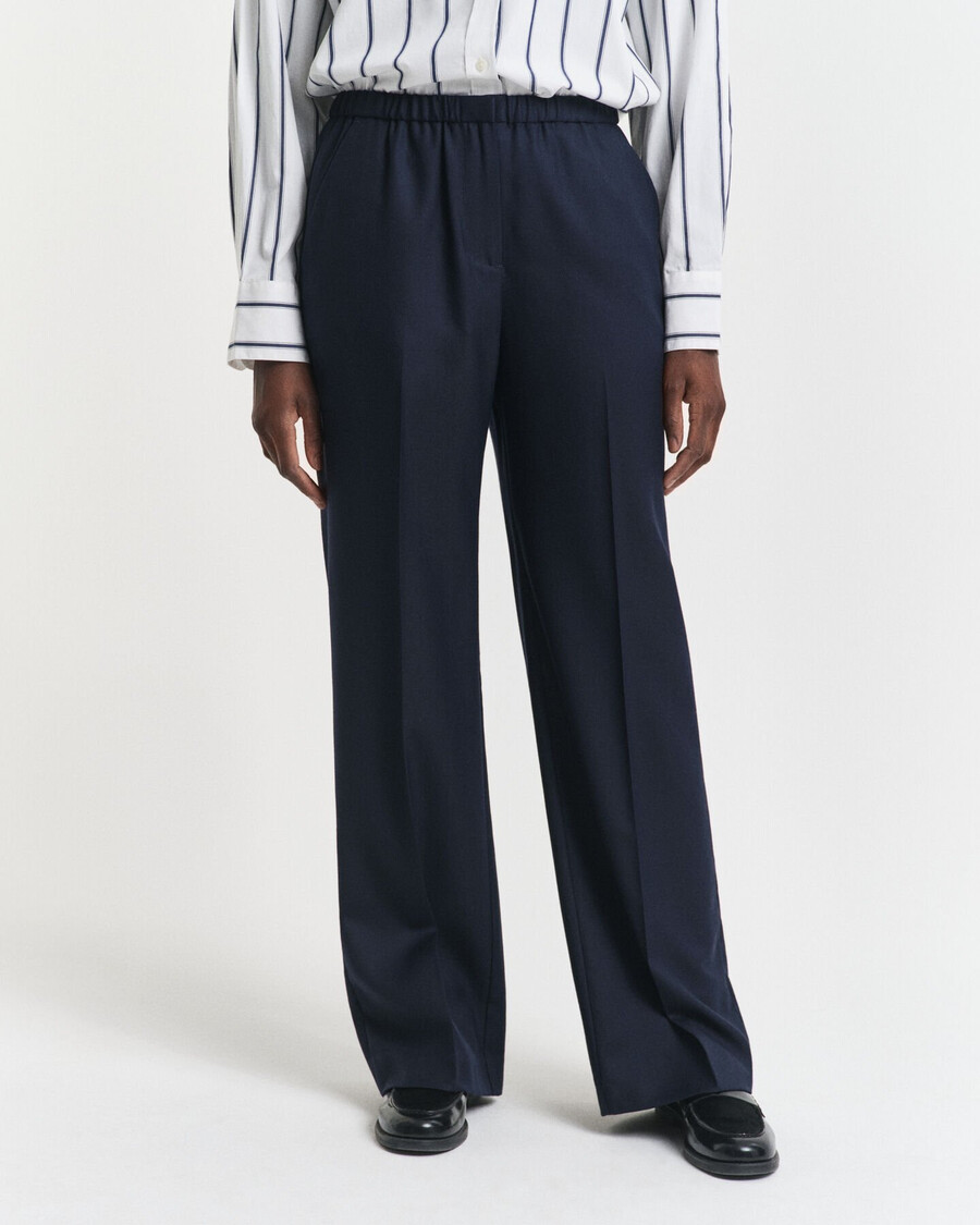 calça de lã mista estilo pullon - azul noite