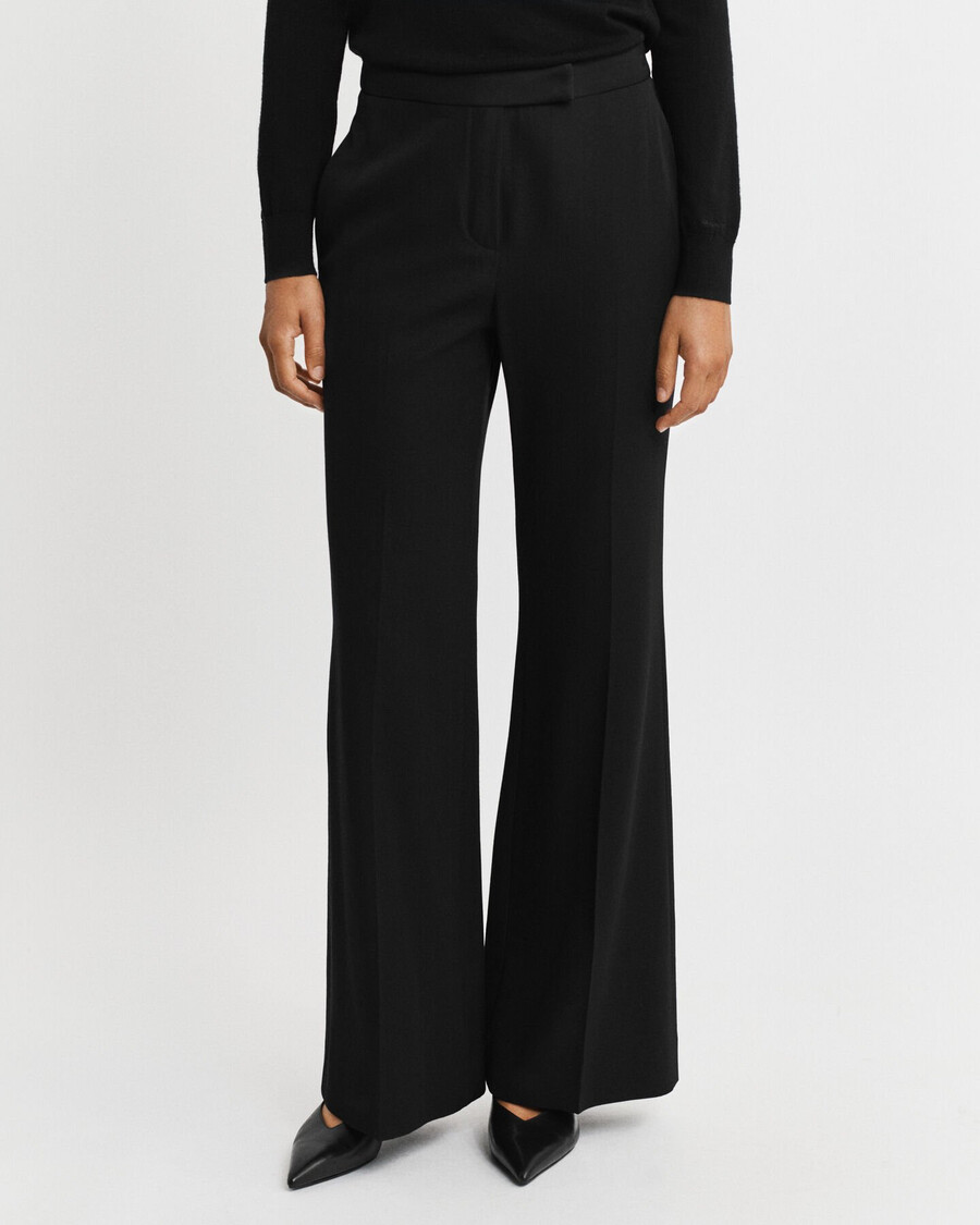 calça de smoking flare em mistura de lã - preta