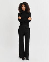 calça de smoking flare em mistura de lã - preta