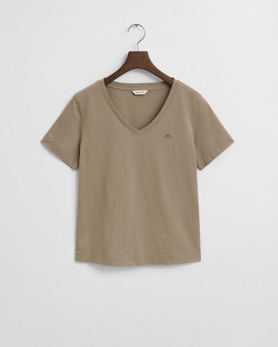 camiseta shield com decote em v - bege taupe