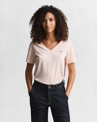 camiseta shield com decote em v - rosa damasco