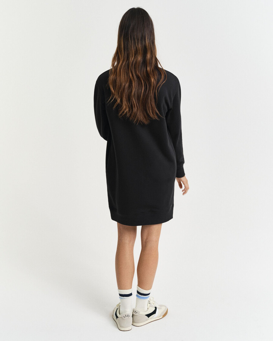 vestido esportivo com gola redonda e escudo - preto
