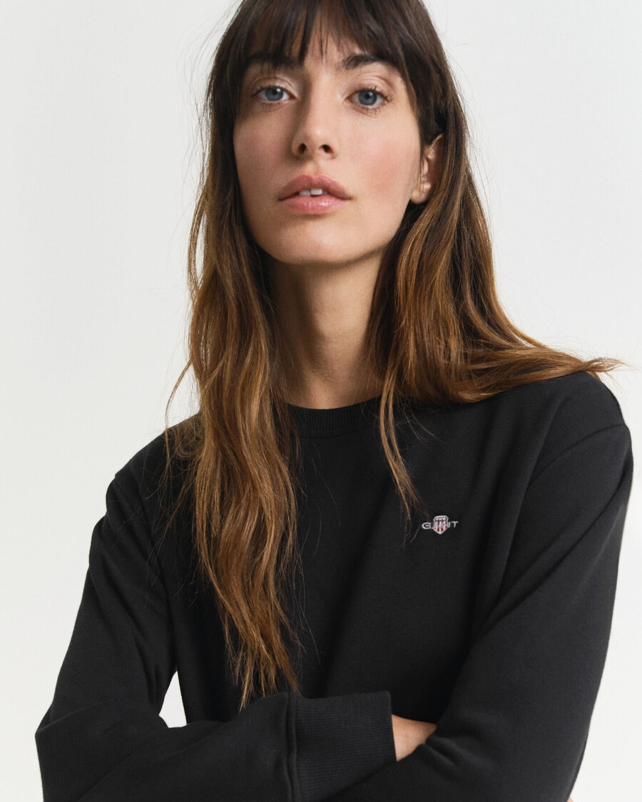 vestido esportivo com gola redonda e escudo - preto