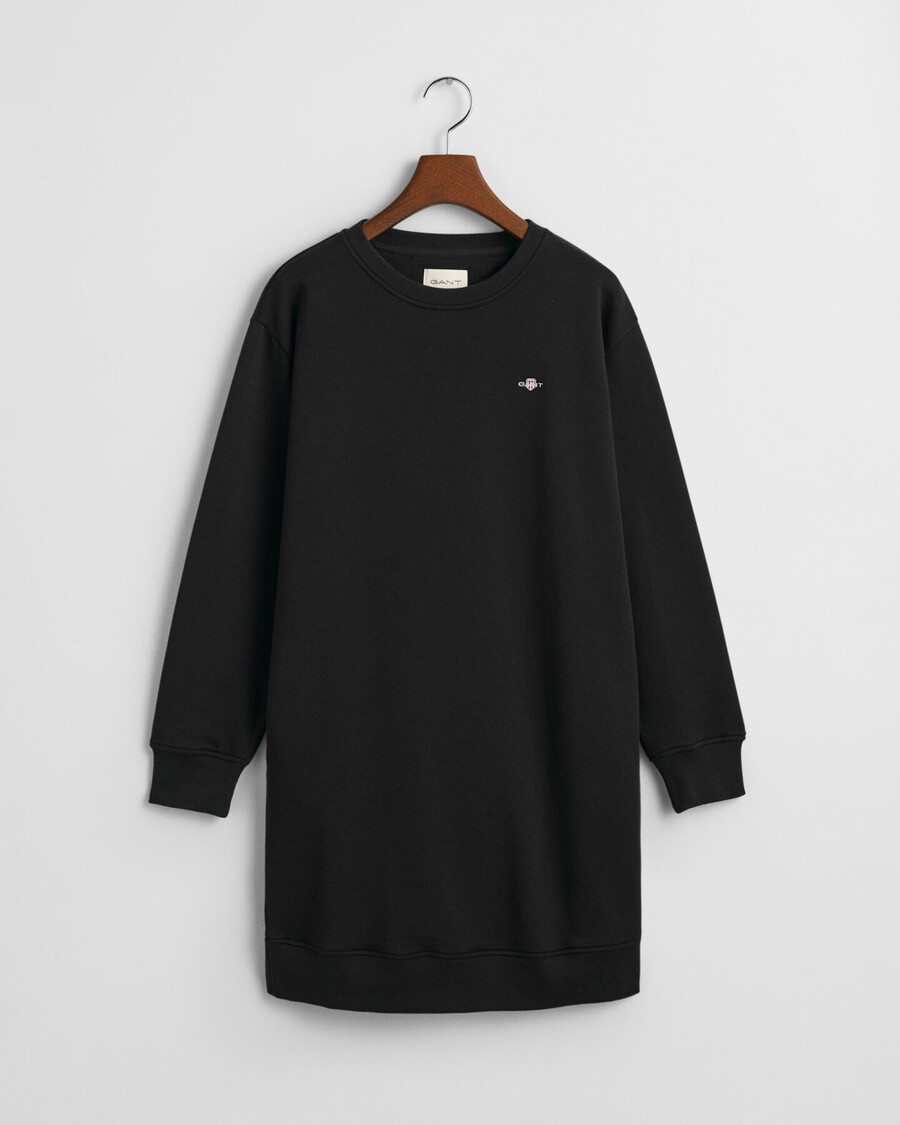 vestido esportivo com gola redonda e escudo - preto