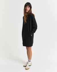 vestido esportivo com gola redonda e escudo - preto
