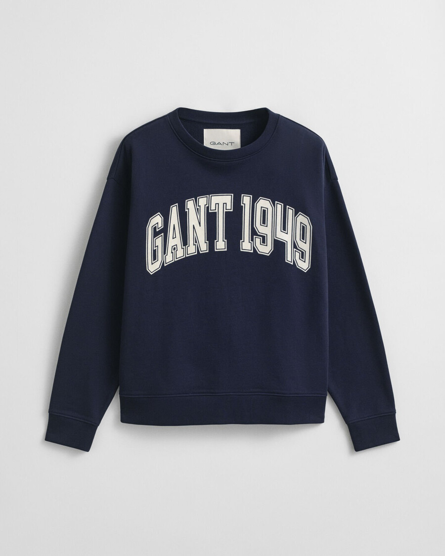 moletom com gola redonda e estampa - azul marinho