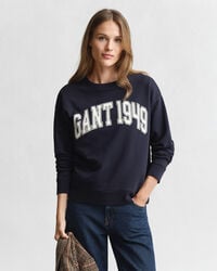 moletom com gola redonda e estampa - azul marinho