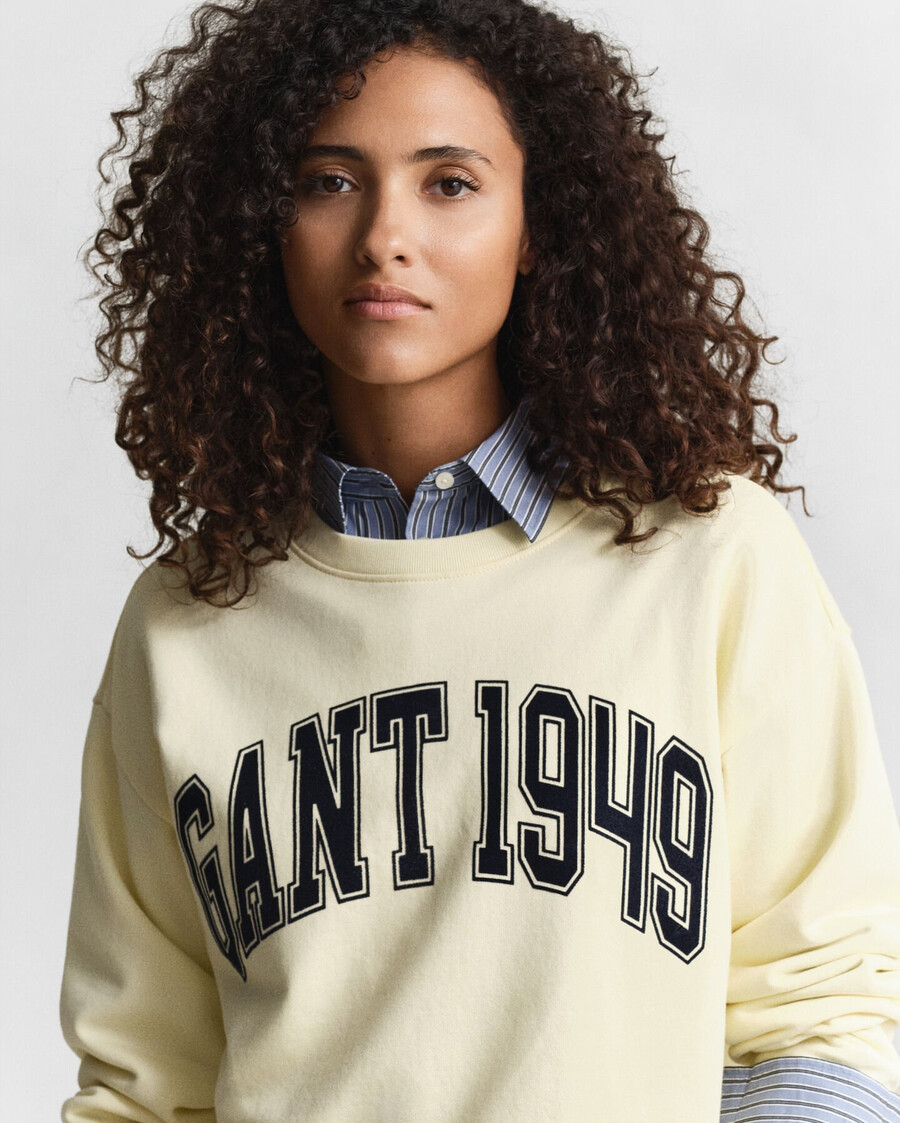moletom com gola redonda estampada - amarelo baunilha