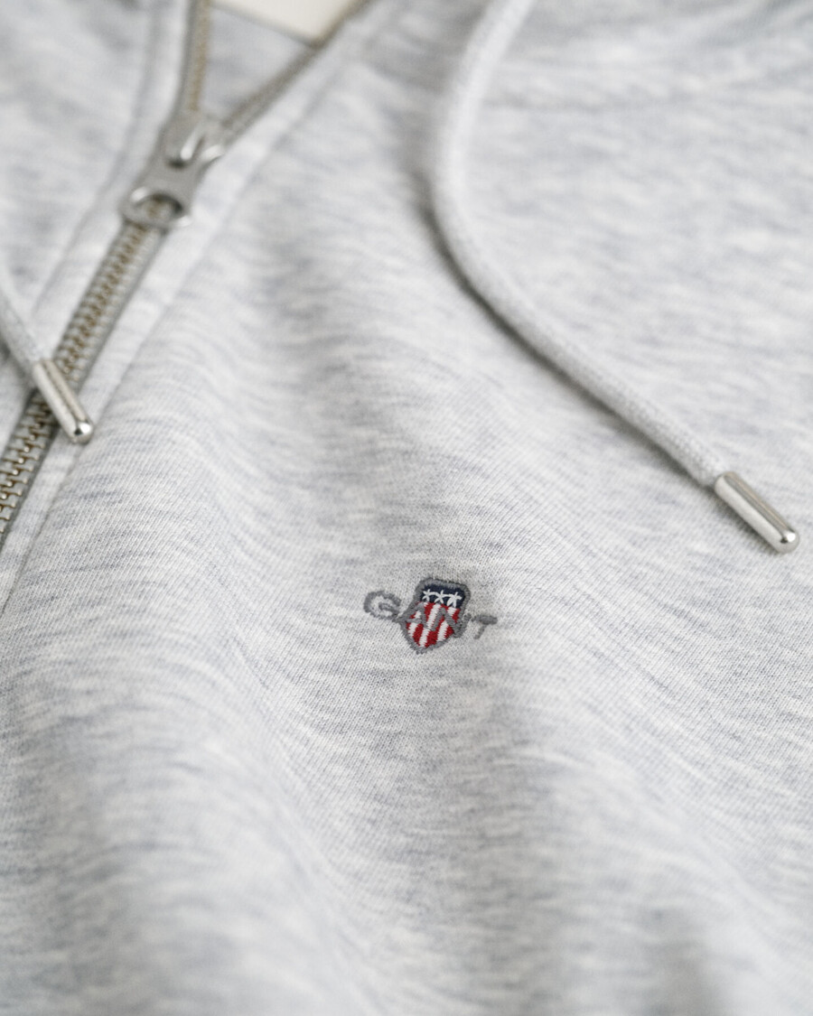 moletom com zíper shield - cinza mesclado claro