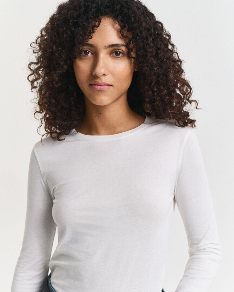 camiseta de manga comprida em algodão leve - branca