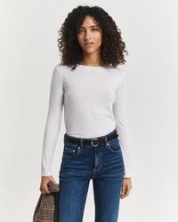 camiseta de manga comprida em algodão leve - branca