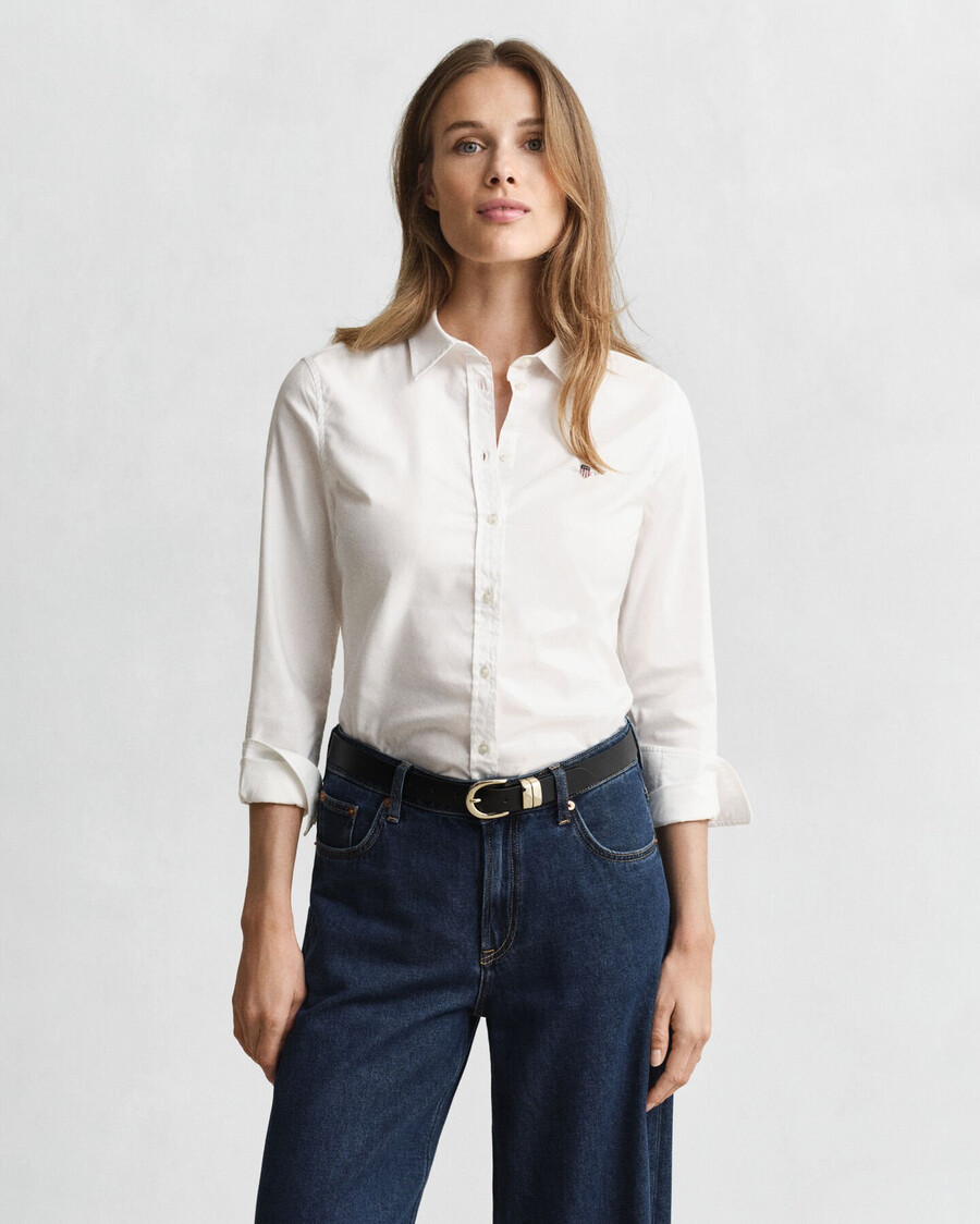 camisa oxford slim fit stretch - branca