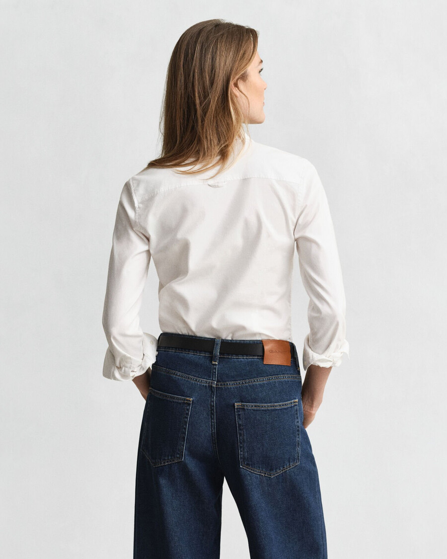 camisa oxford slim fit stretch - branca