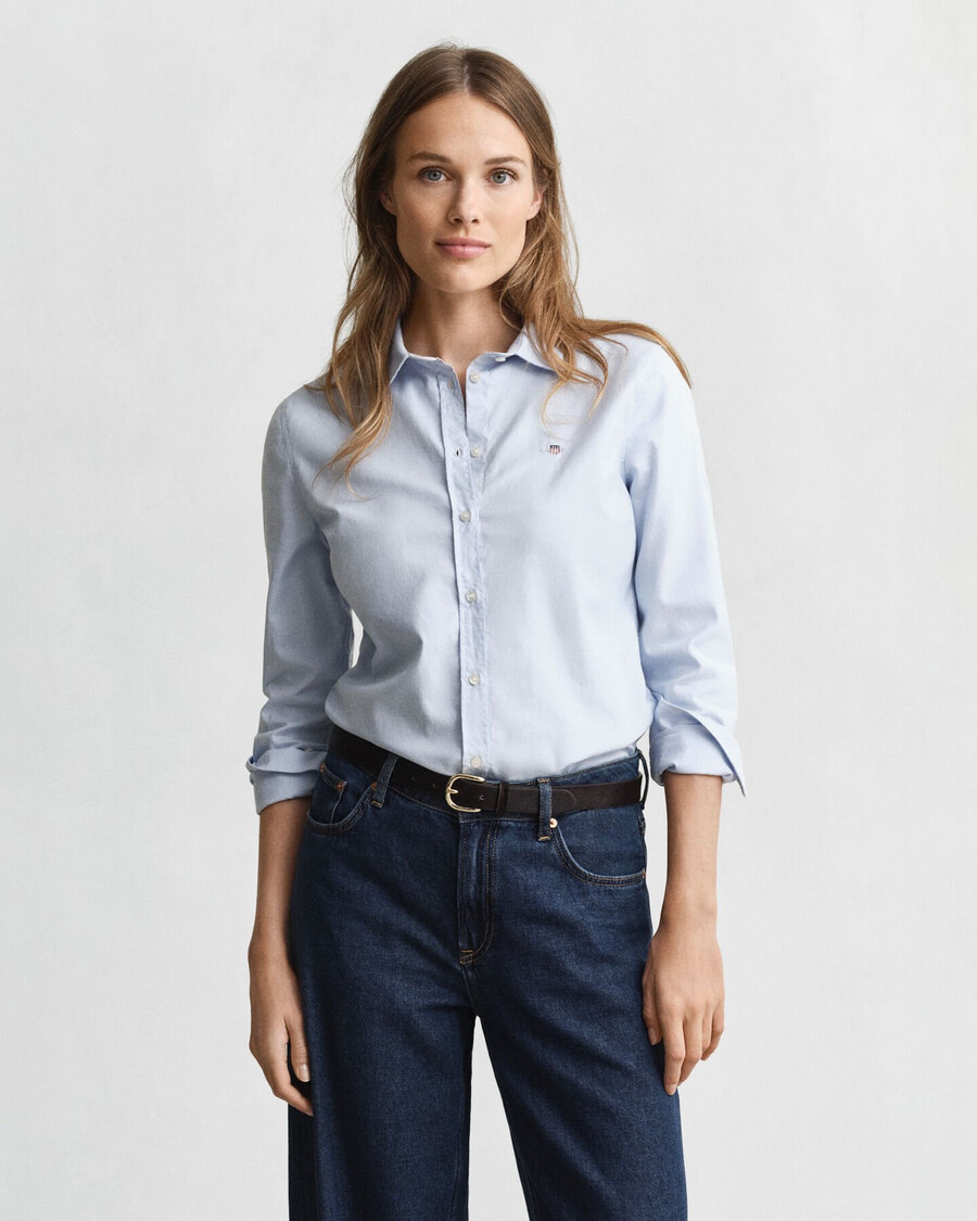 camisa oxford slim fit stretch - azul claro
