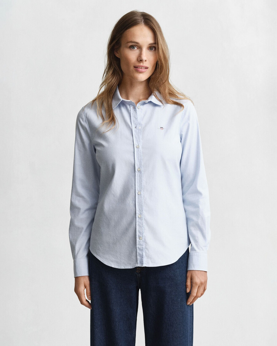 camisa oxford slim fit stretch - azul claro