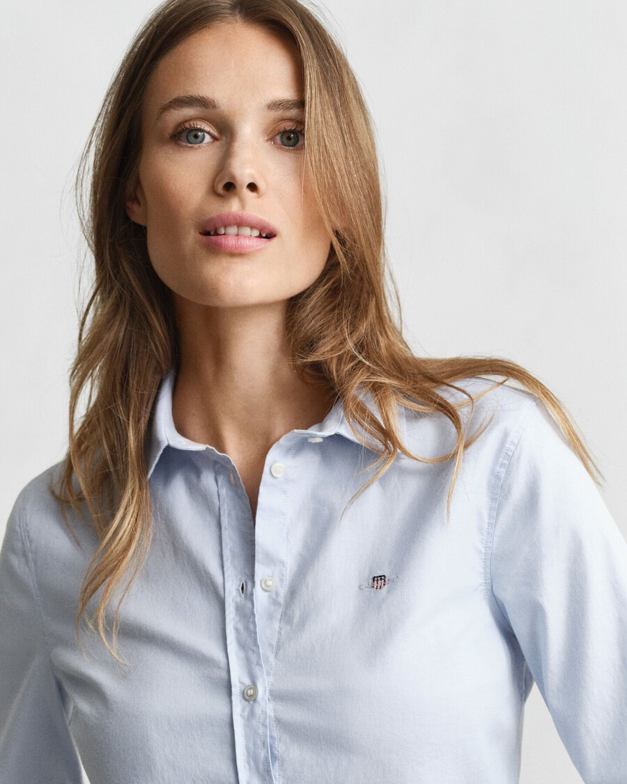 camisa oxford slim fit stretch - azul claro