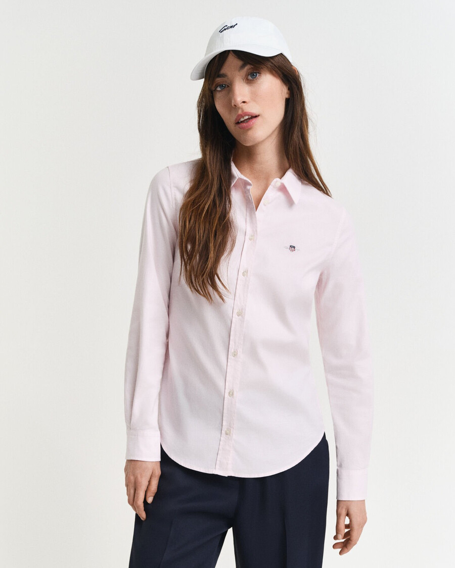 camisa oxford slim fit stretch - rosa claro