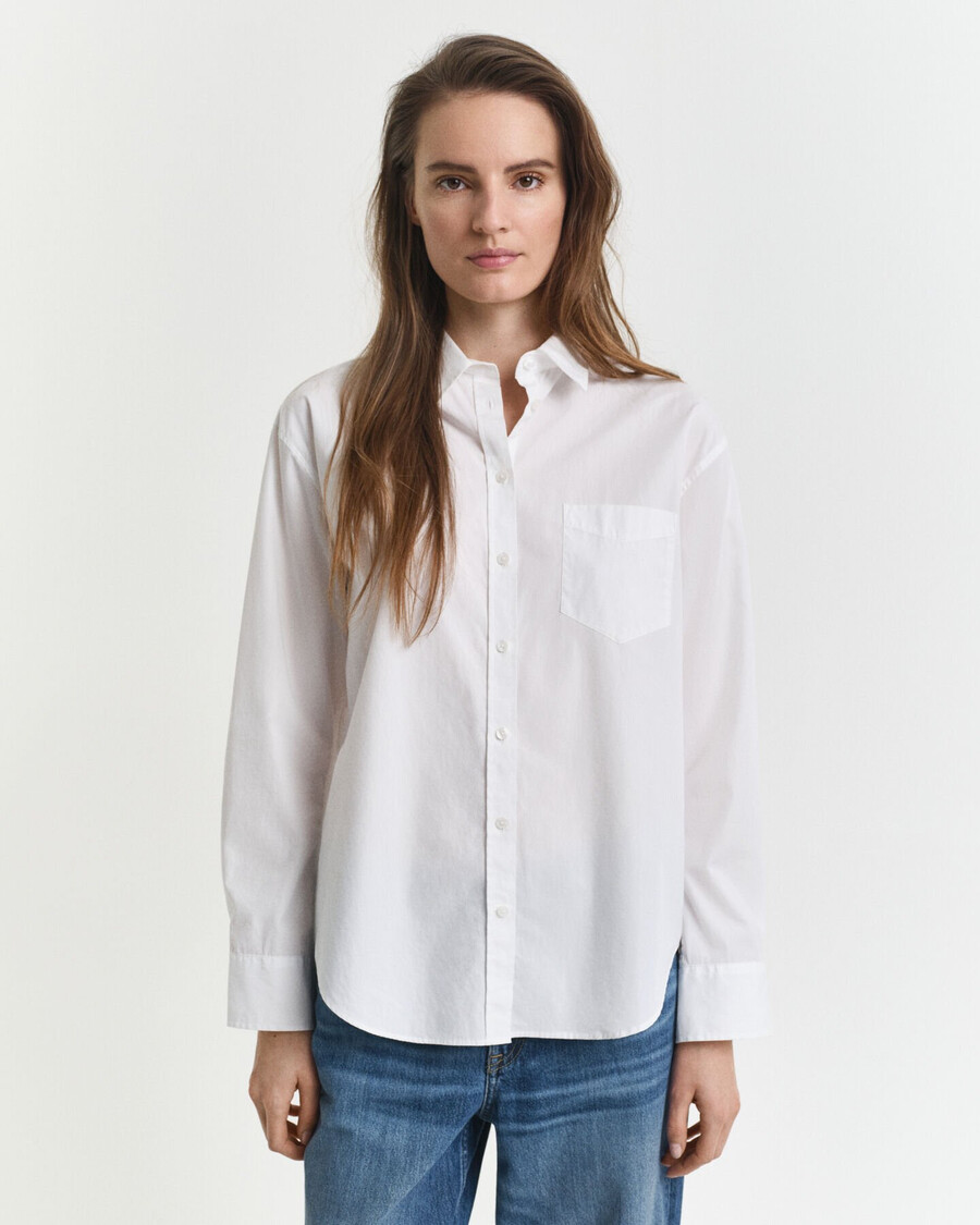 camisa clássica de popeline com modelagem relaxada - branca