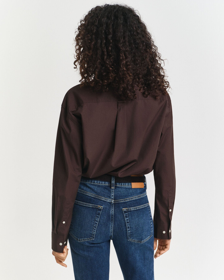 camisa clássica de popeline com modelagem relaxada - marrom escuro