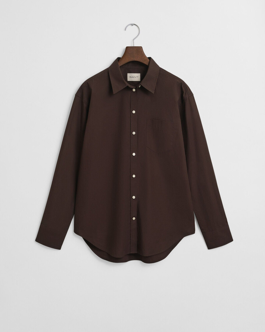 camisa clássica de popeline com modelagem relaxada - marrom escuro
