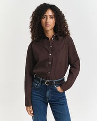 camisa clássica de popeline com modelagem relaxada - marrom escuro