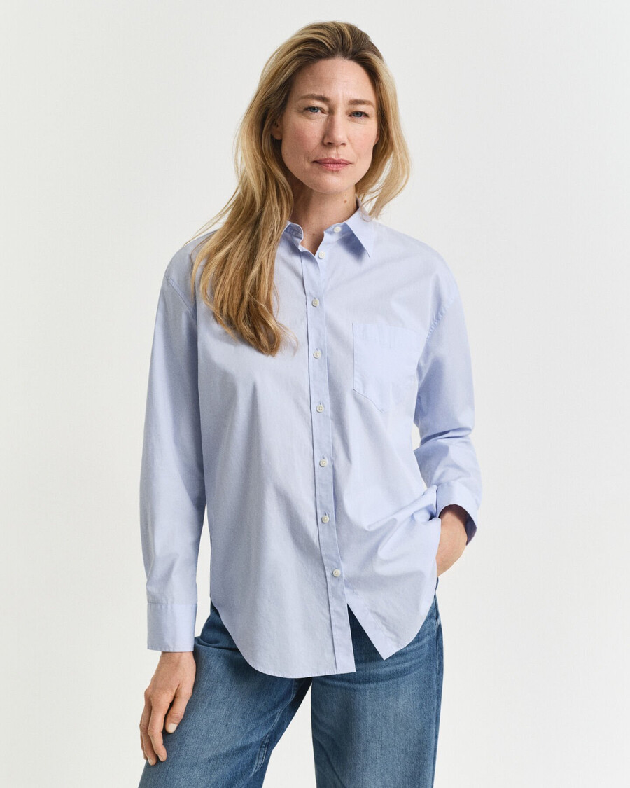 camisa clássica de popeline com modelagem relaxada - azul claro