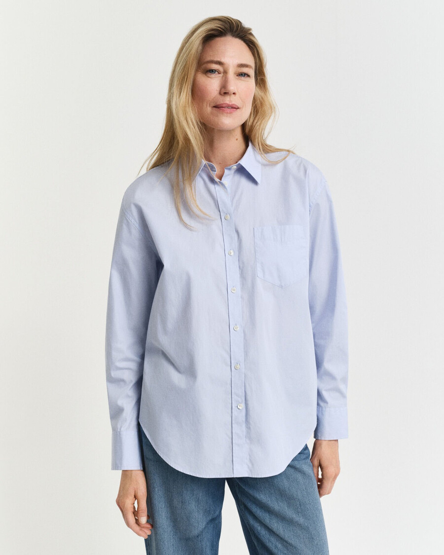 camisa clássica de popeline com modelagem relaxada - azul claro