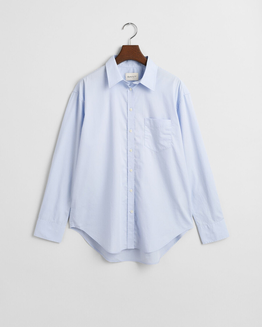 camisa clássica de popeline com modelagem relaxada - azul claro