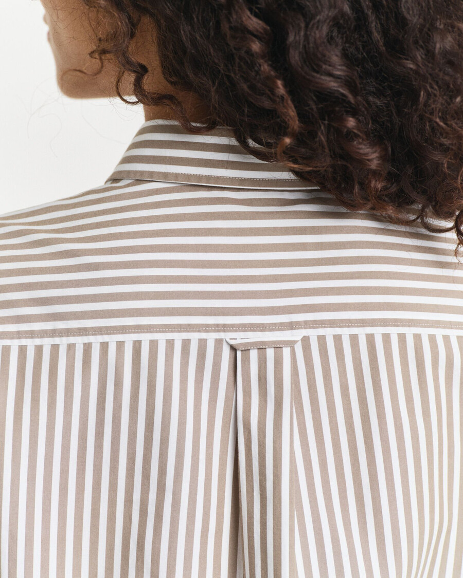 camisa clássica listrada de popeline com corte regular - bege taupe