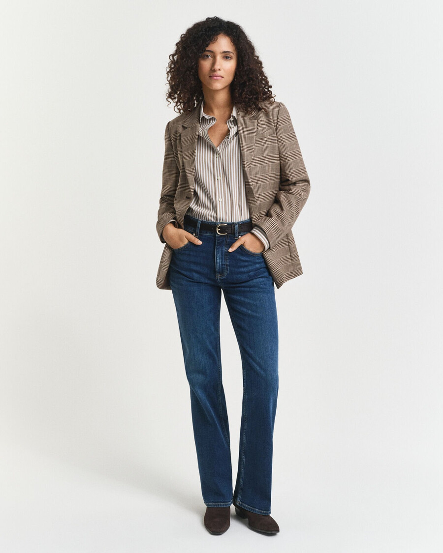 camisa clássica listrada de popeline com corte regular - bege taupe