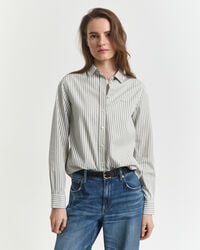 camisa clássica listrada de popeline com corte regular - verde sálvia desbotado
