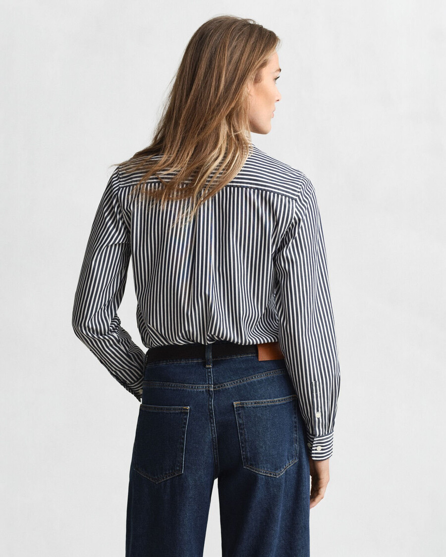 camisa clássica listrada de popeline com modelagem regular - azul clássico