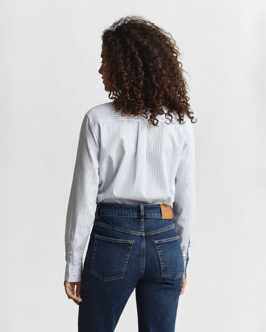 camisa clássica listrada de popeline com modelagem regular - azul claro