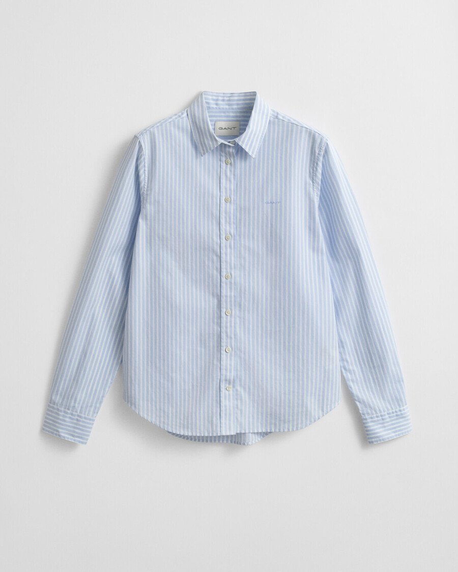 camisa clássica listrada de popeline com modelagem regular - azul claro