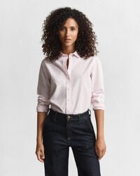 camisa clássica listrada de popeline com modelagem regular - rosa claro