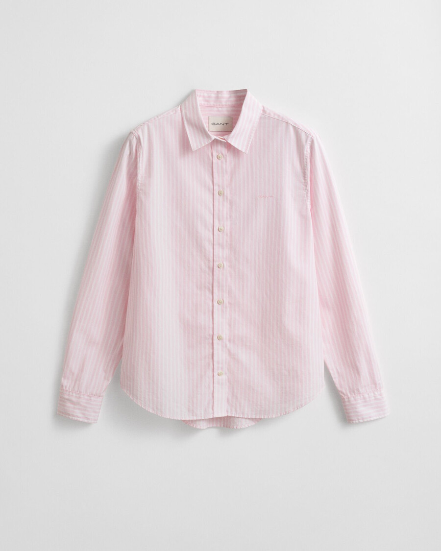 camisa clássica listrada de popeline com modelagem regular - rosa claro