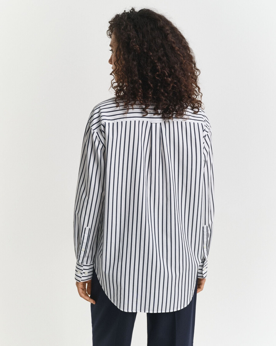 camisa clássica listrada em popeline com modelagem relaxada - azul noite