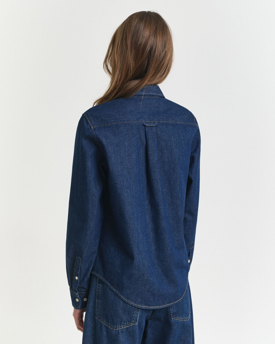 camisa jeans de corte regular - azul escuro