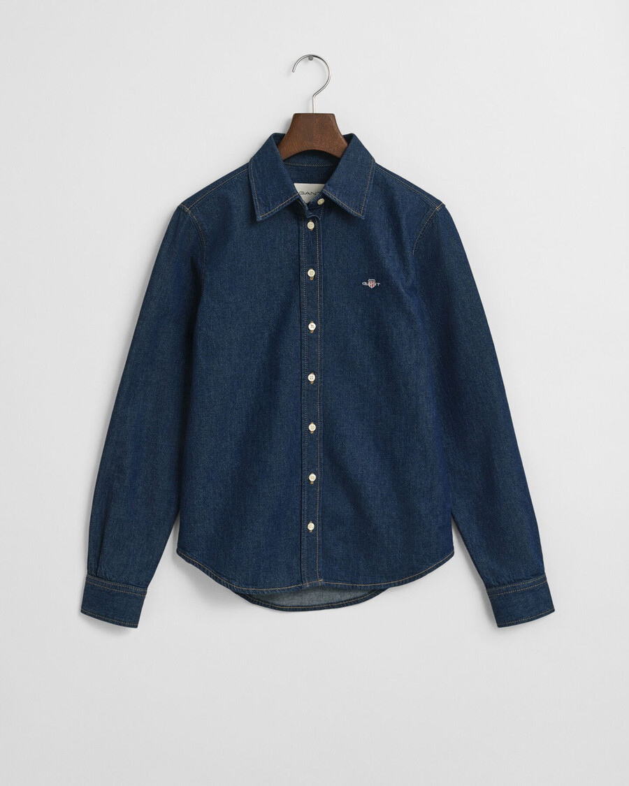 camisa jeans de corte regular - azul escuro