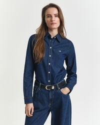 camisa jeans de corte regular - azul escuro