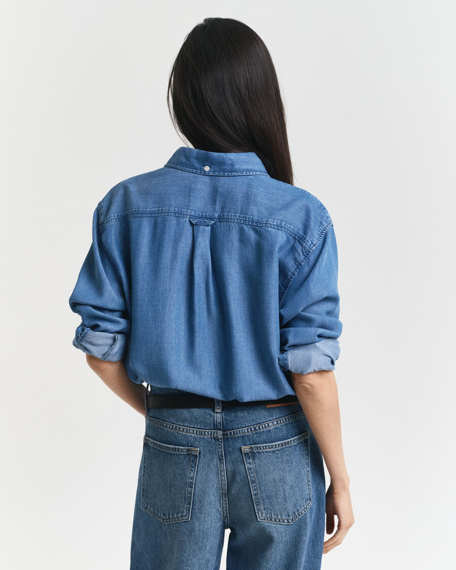 camisa Índigo de corte relaxado - Índigo claro