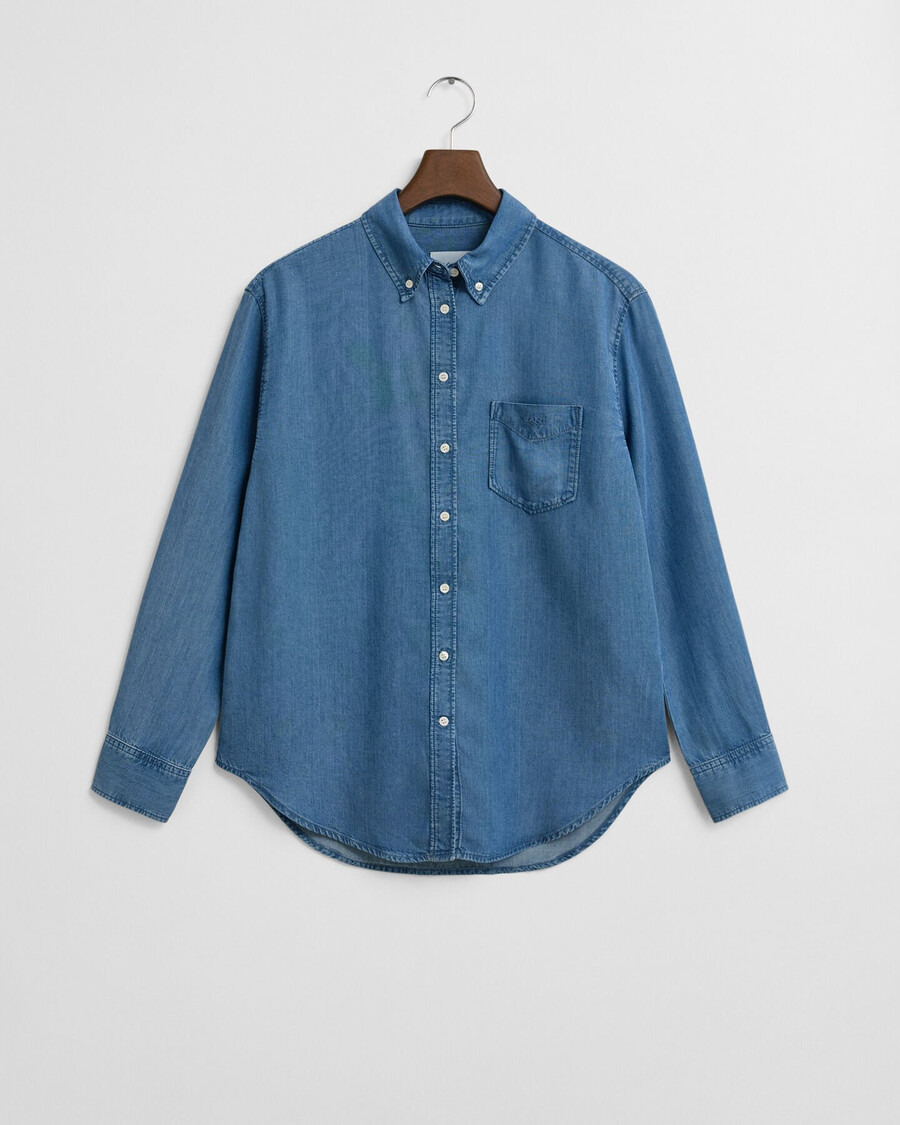 camisa Índigo de corte relaxado - Índigo claro