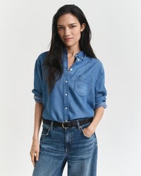 camisa Índigo de corte relaxado - Índigo claro
