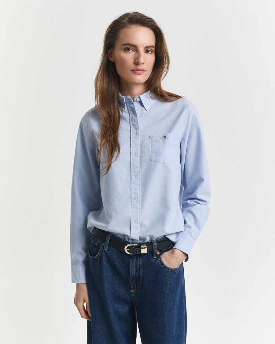 camisa oxford clássica de corte regular - azul claro