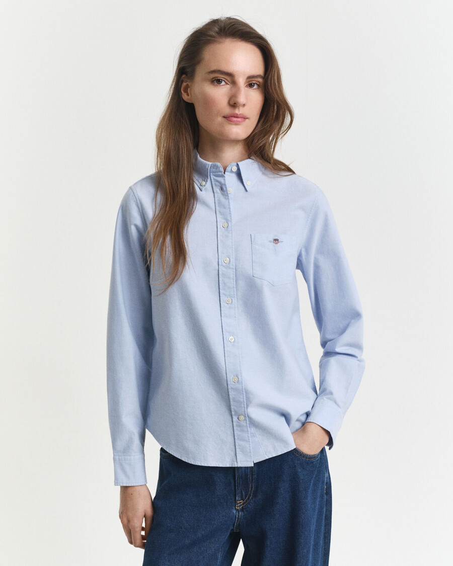camisa oxford clássica de corte regular - azul claro