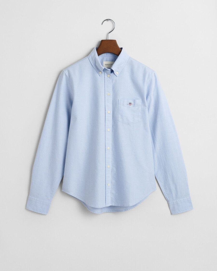 camisa oxford clássica de corte regular - azul claro