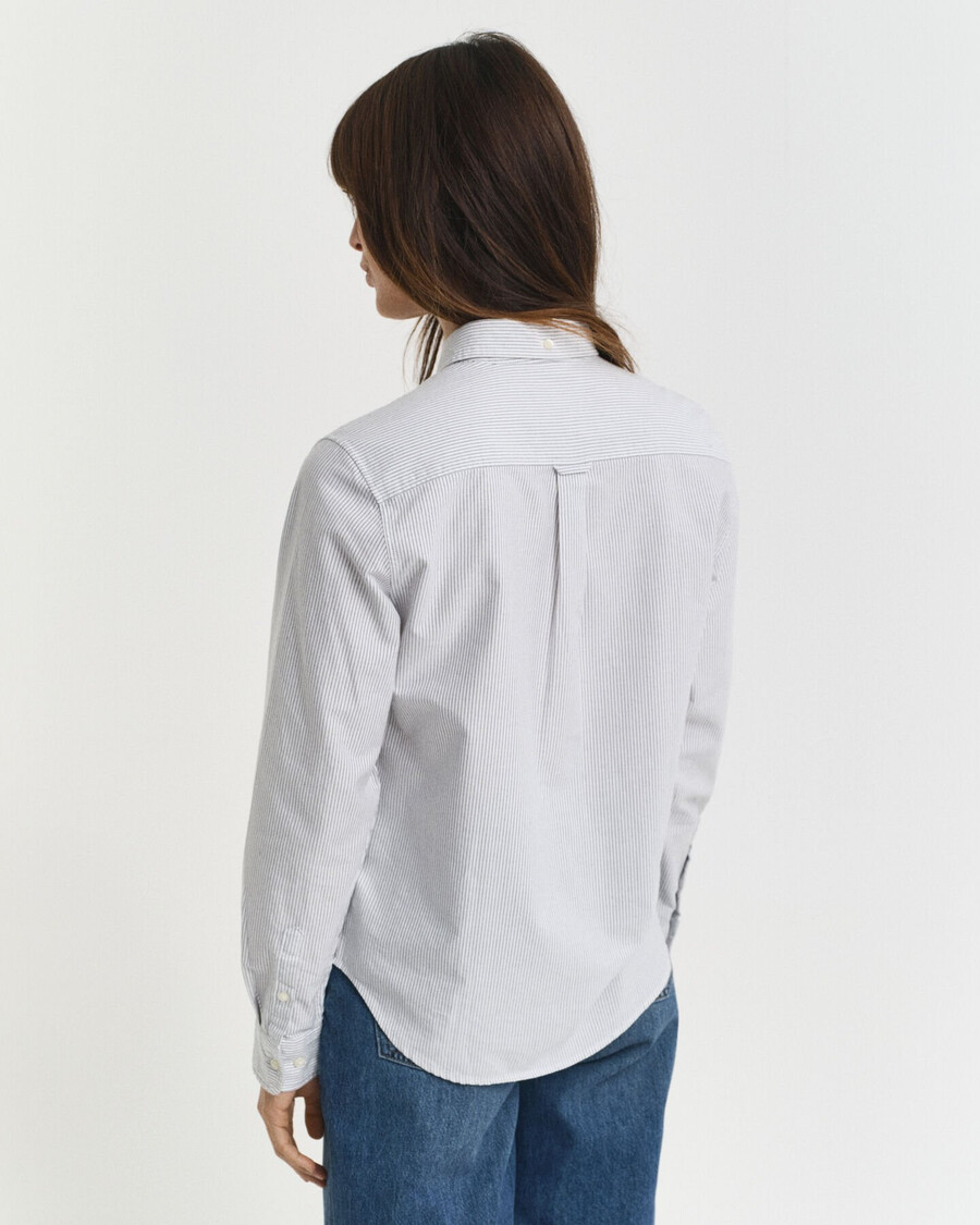 camisa oxford clássica listrada de corte regular - azul clássico