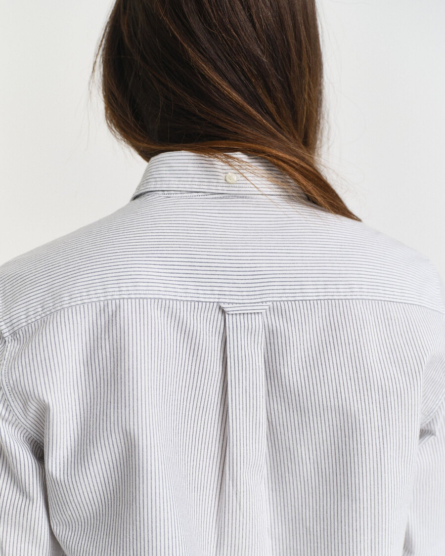 camisa oxford clássica listrada de corte regular - azul clássico